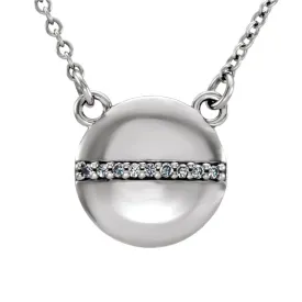 .025 Ctw Diamond 10mm Circle Necklace in 14k White Gold, 16 Inch