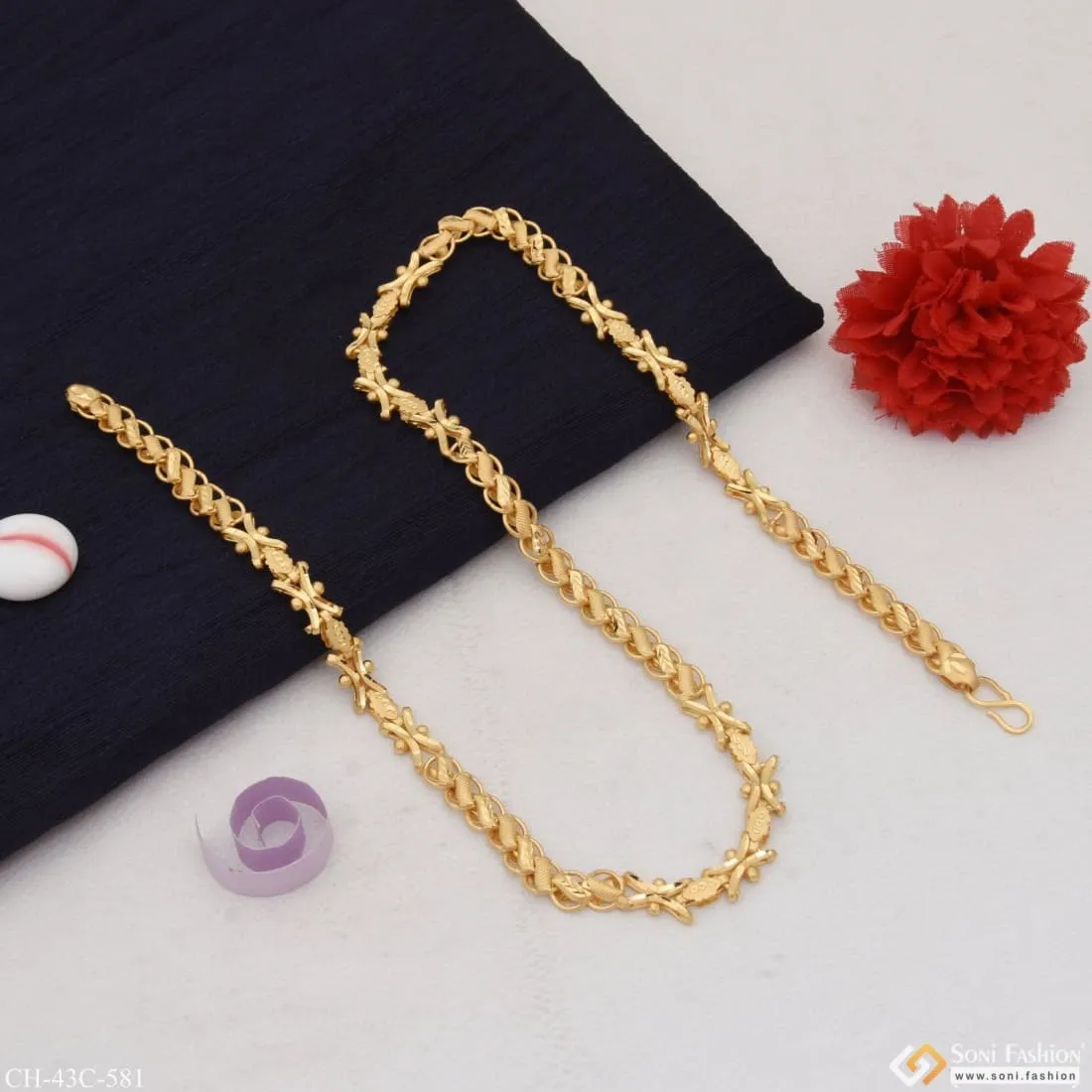 1 Gram Gold Plated 2 In 1 Kohli Attention-Getting Design Chain for Men - Style C581