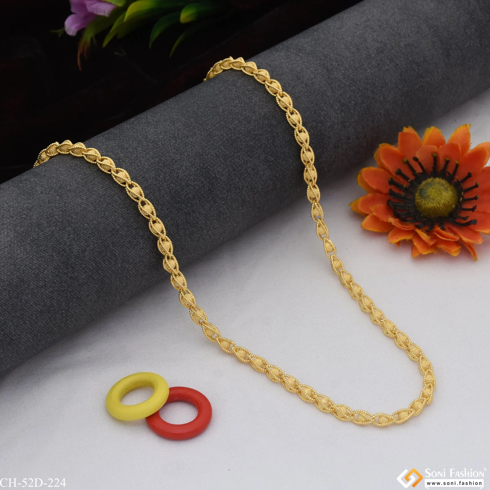 1 Gram Gold Plated Cool Design Sophisticated Design Chain for Men - Style D224