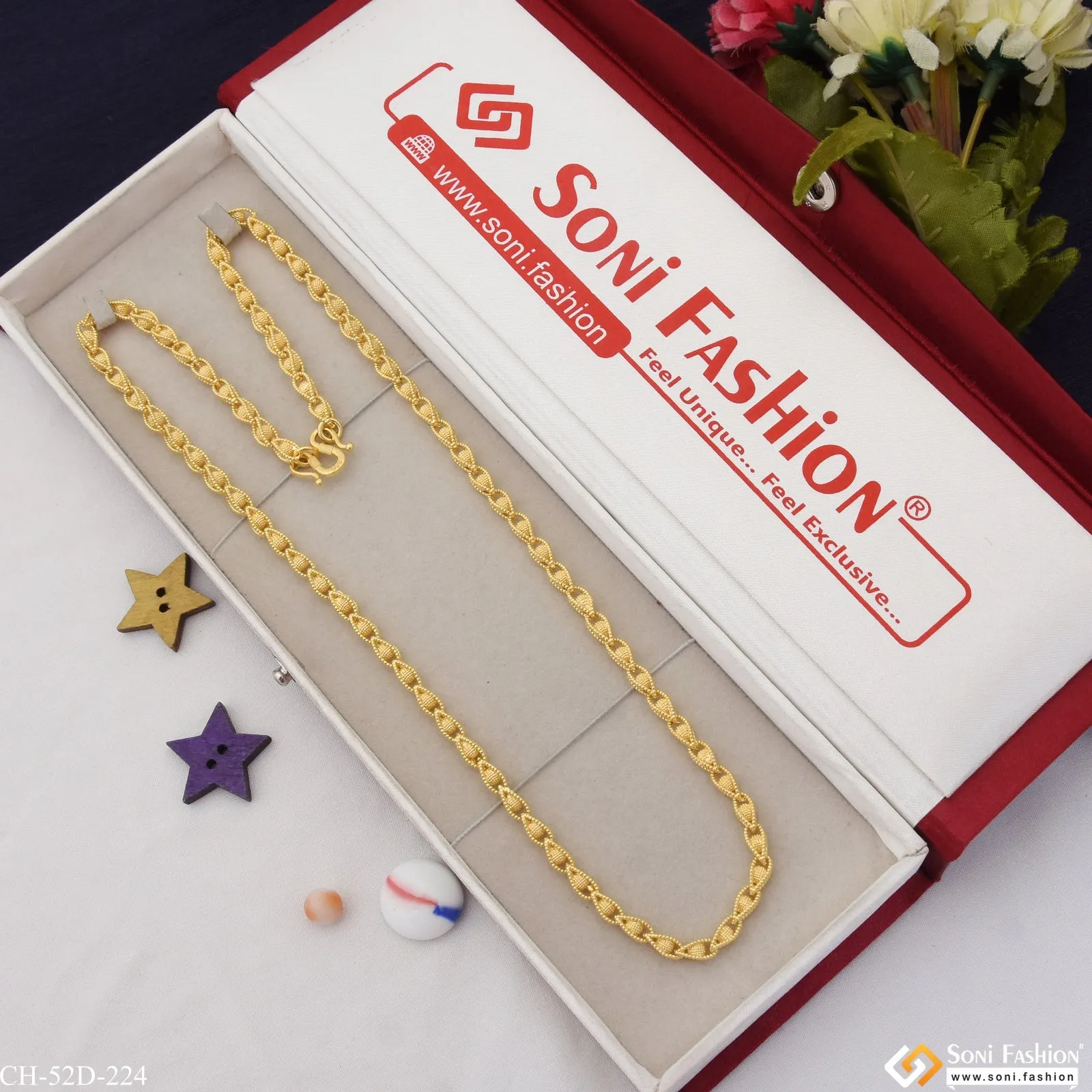 1 Gram Gold Plated Cool Design Sophisticated Design Chain for Men - Style D224