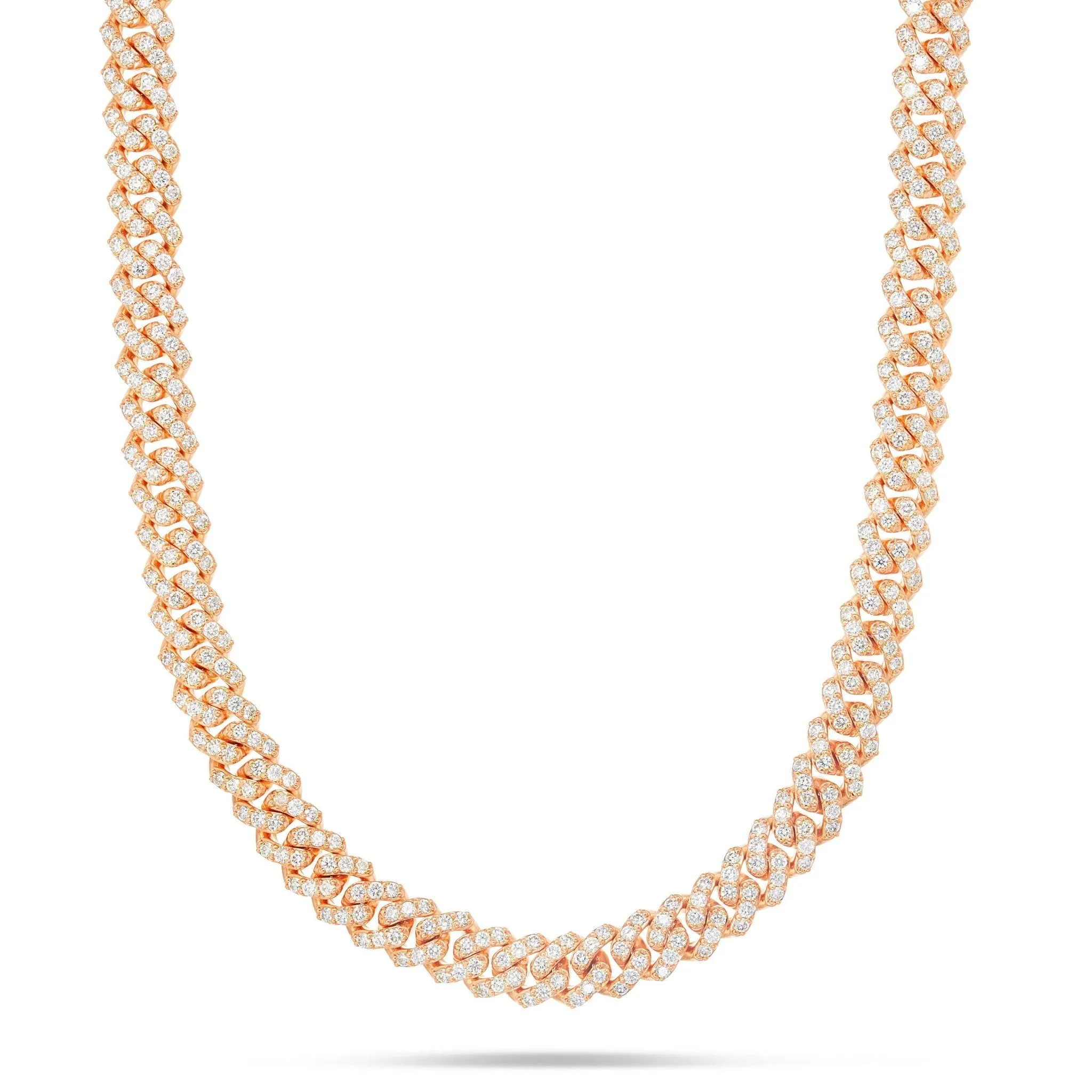 10K Gold 20.18ctw Prongset Diamond 10.5mm Cuban Chain