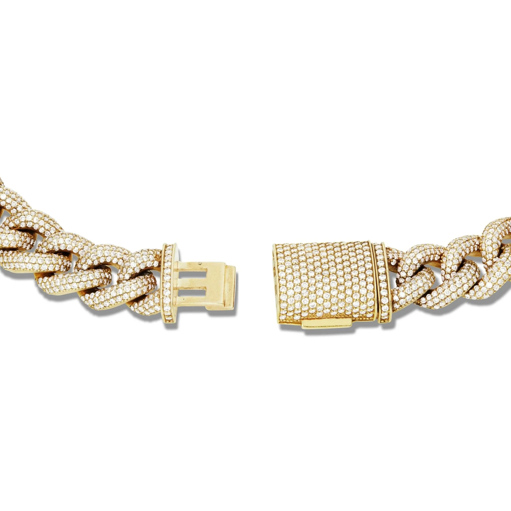 10K Gold 33.34ctw Prongset Diamond 12mm Infinity Cuban Chain