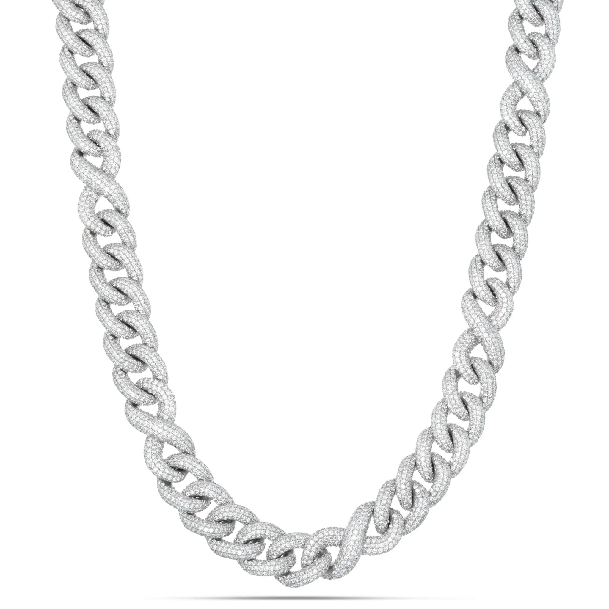 10K Gold 33.34ctw Prongset Diamond 12mm Infinity Cuban Chain