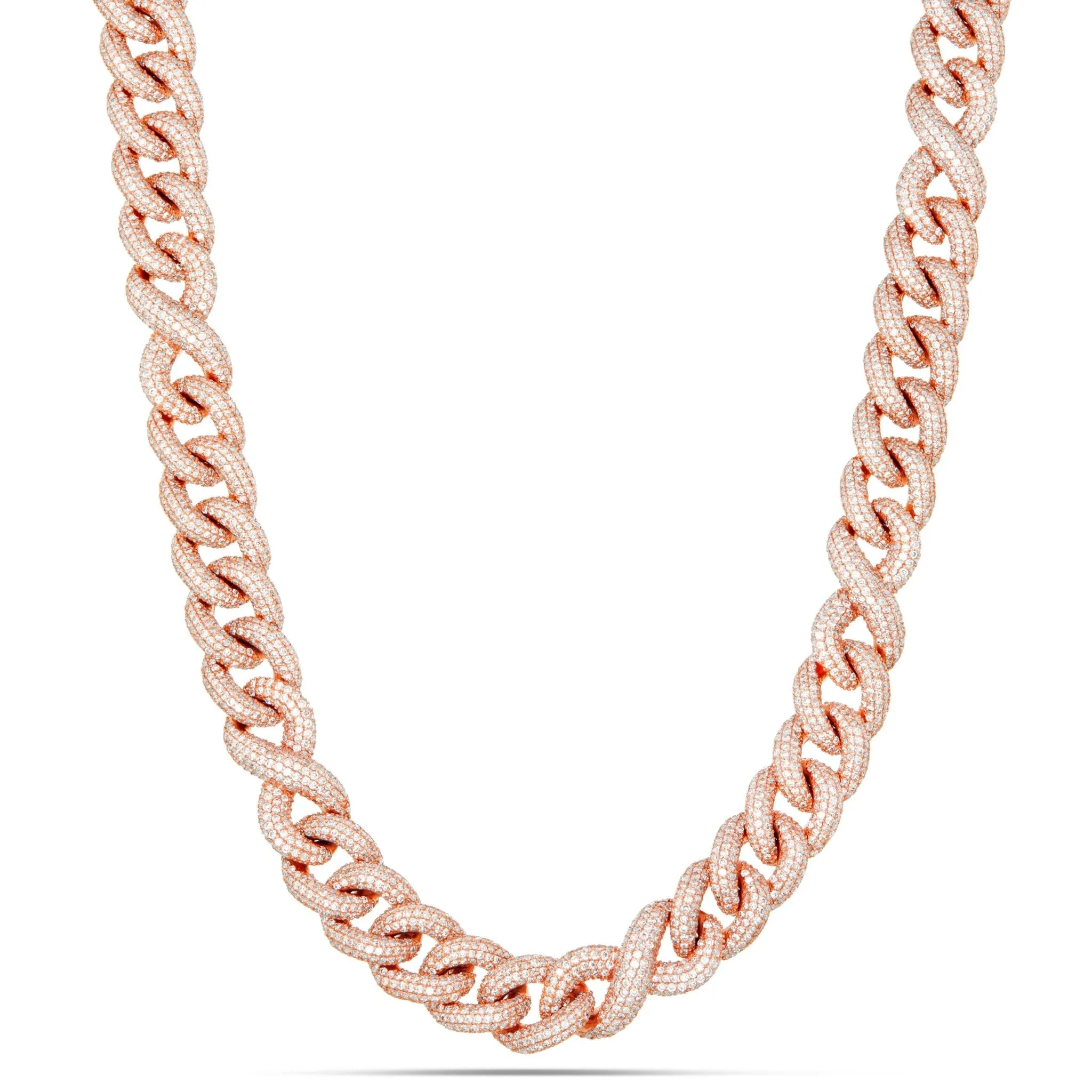 10K Gold 33.34ctw Prongset Diamond 12mm Infinity Cuban Chain