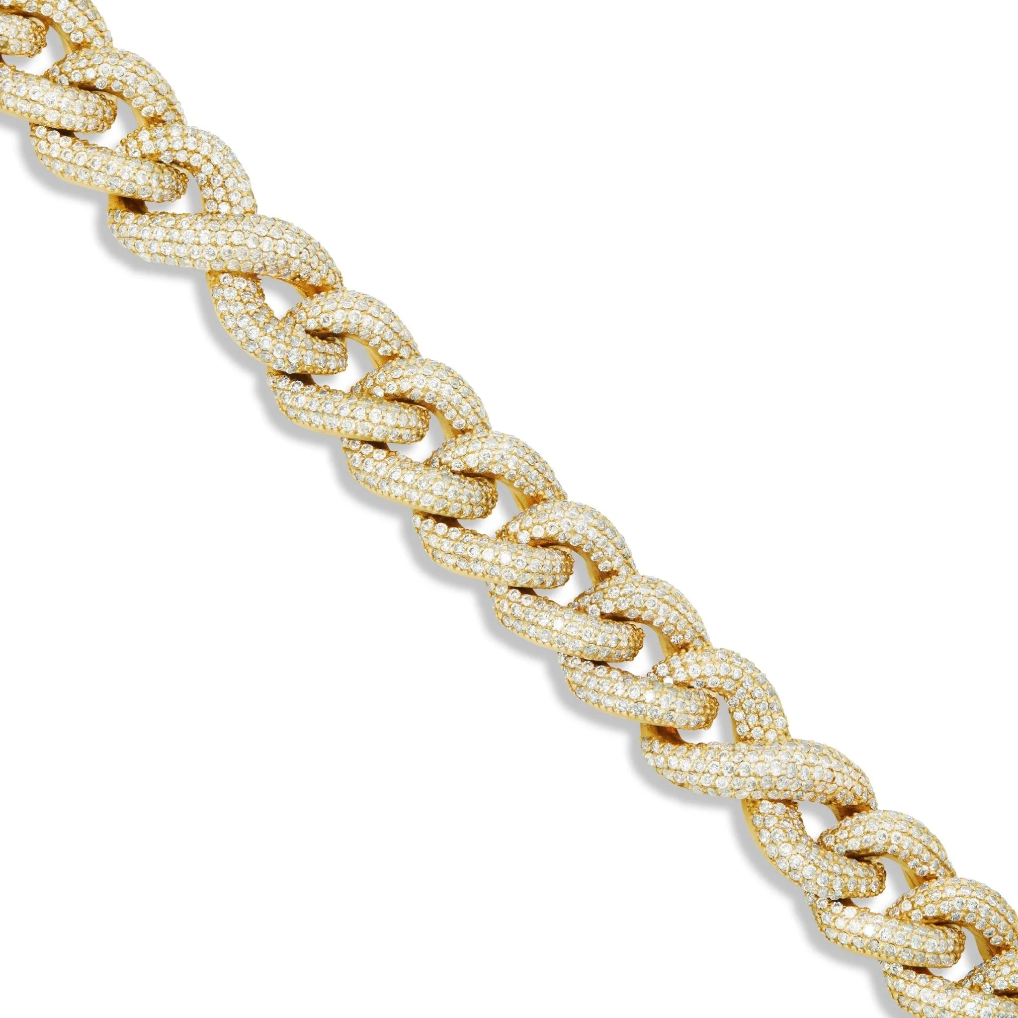 10K Gold 33.34ctw Prongset Diamond 12mm Infinity Cuban Chain