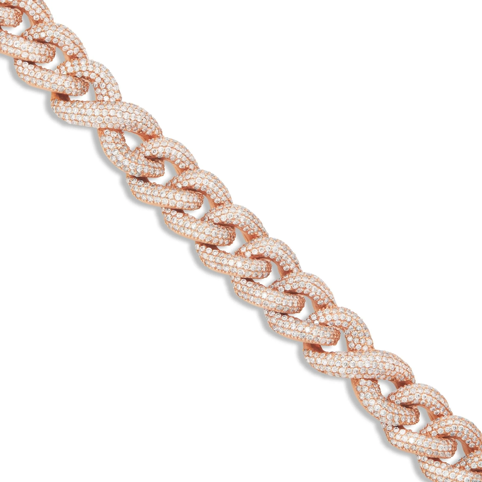 10K Gold 33.34ctw Prongset Diamond 12mm Infinity Cuban Chain
