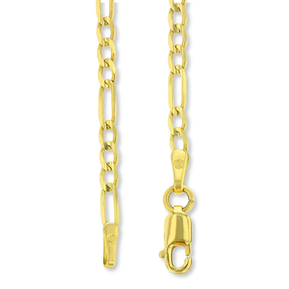 14K Gold Polished Fancy Sideways Heart Pendant with Figaro Necklace - Yellow Gold