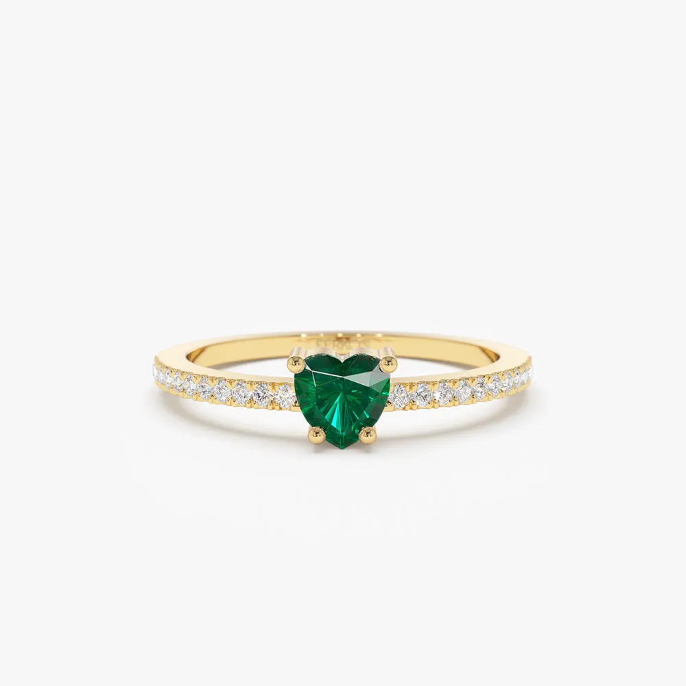 14k Heart-Shaped Emerald Ring