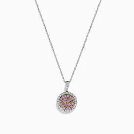 14K Two Tone Gold Pink and White Diamond Pendant, 0.54 TCW
