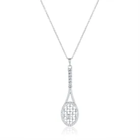 14Kt White Gold and Diamond Framed Tennis Racquet Pendant