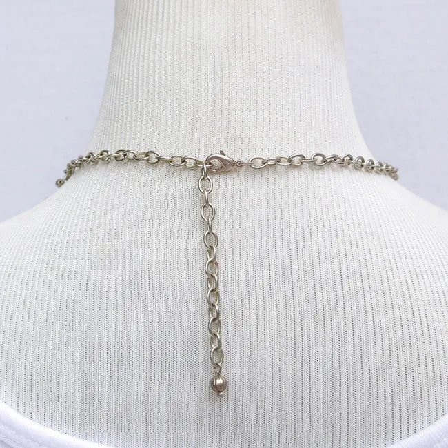 15-Loop, Hand-Shaped, Bead-Wrapped, Wire Loop Necklace with Mixed Gemstones & Pearls