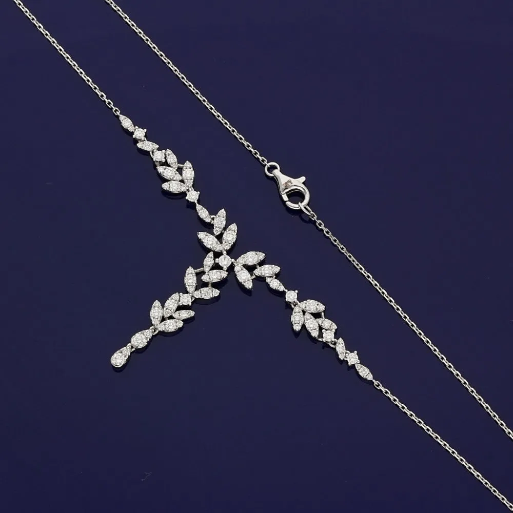 18ct White Gold Diamond Cascade Necklace