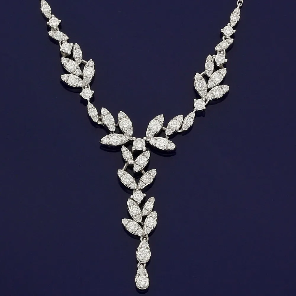 18ct White Gold Diamond Cascade Necklace