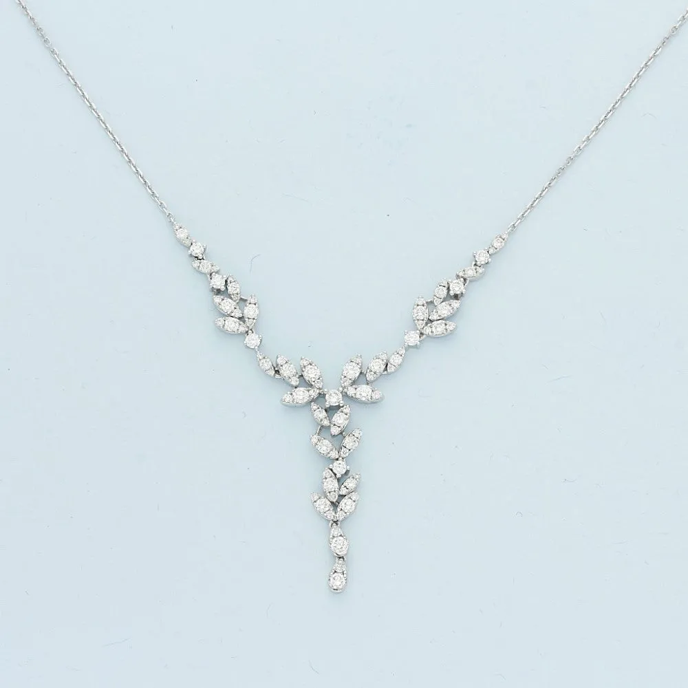 18ct White Gold Diamond Cascade Necklace