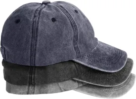 3 Pack Washed Plain Baseball Cap, Retro Adjustable Dad Hats Gift for Men/Women,Unstructured/Cotton