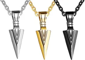 3PCS Arrow Necklace for Men Stainless Steel Spearpoint Arrowhead Pendant Necklace Punk Style Gold Silver Black Arrowhead Necklace Punk Rock Biker Jewelry
