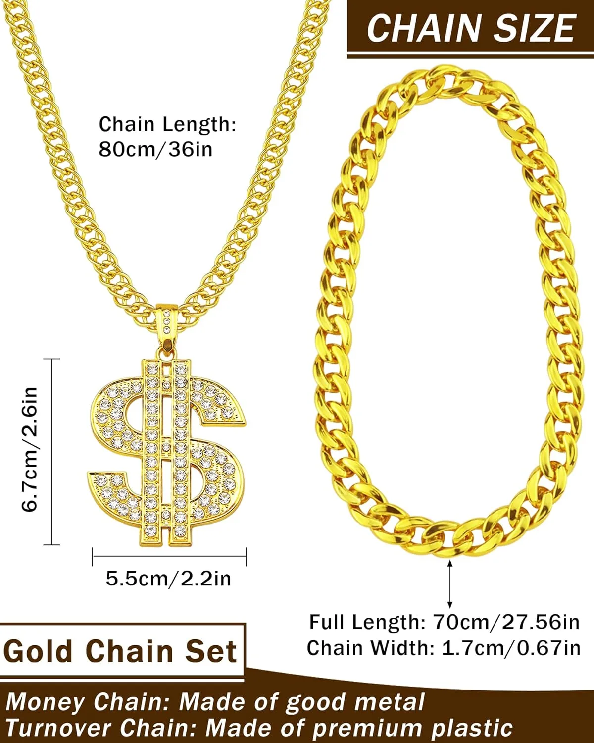 5 Pack Hip Hop Costume Kit Rapper Accessories 2000s 80s 90s Outfit Fake Gold Chain Sunglasses Ring Hat for Rapper