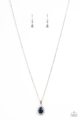 A Guiding SOCIALITE - Blue - Teardrop Rhinestone Dainty Paparazzi Short Necklace