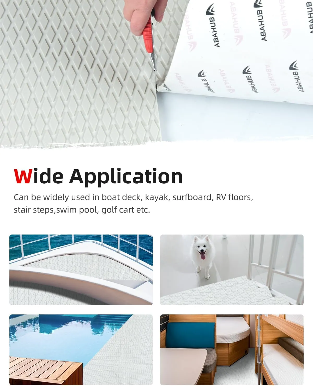 Abahub EVA Foam Boat Flooring 96''x16''/23.5''/38''/47'' 48''x16'' Non-Slip Camouflage Surfboard Traction Pad Grip Mat Self-Adhesive Trimmable Decking Sheet for Boats SUP Paddleboard Kayak Surfing