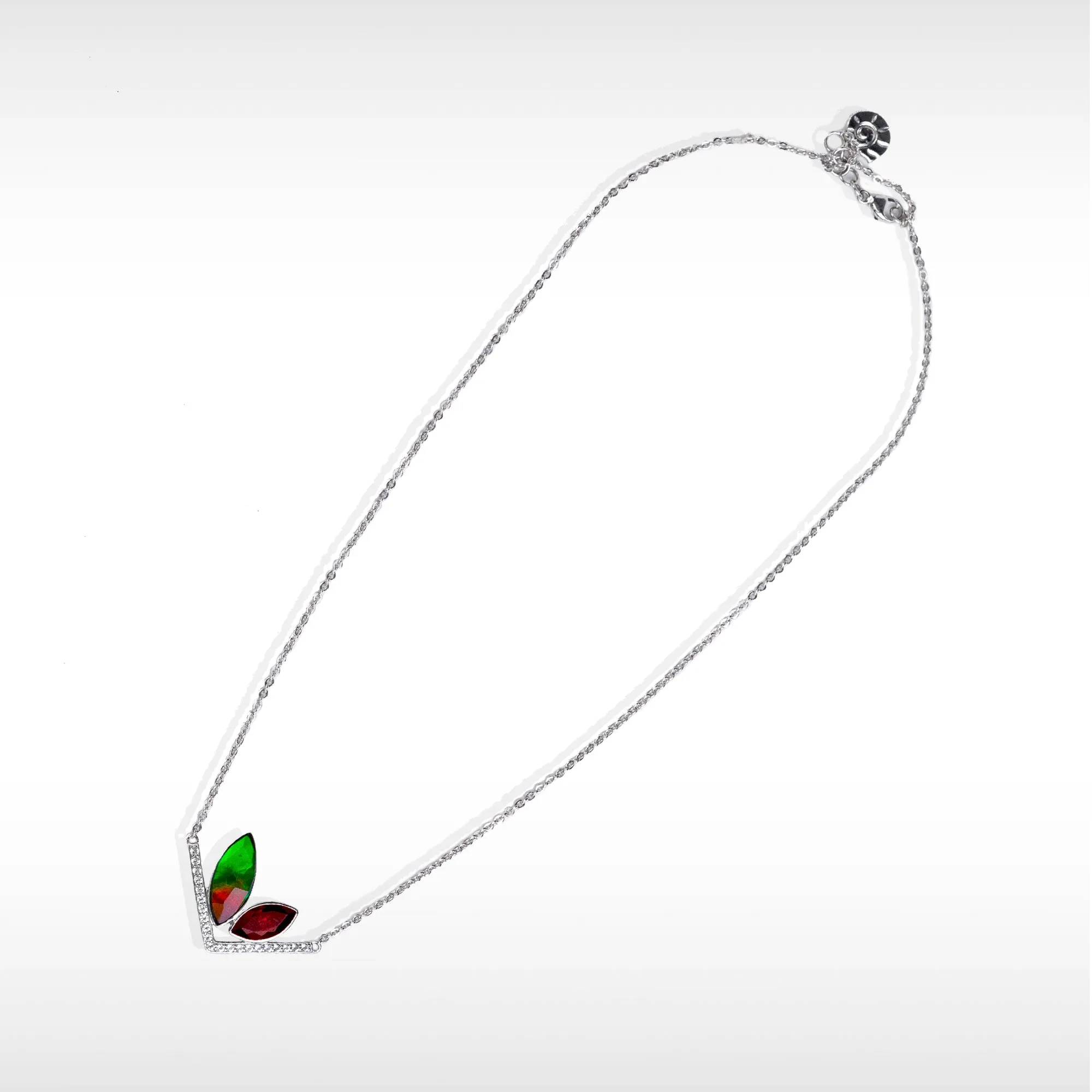 Ammolite Pendant Sterling Silver RABBIT Pendant with Garnet and Topaz