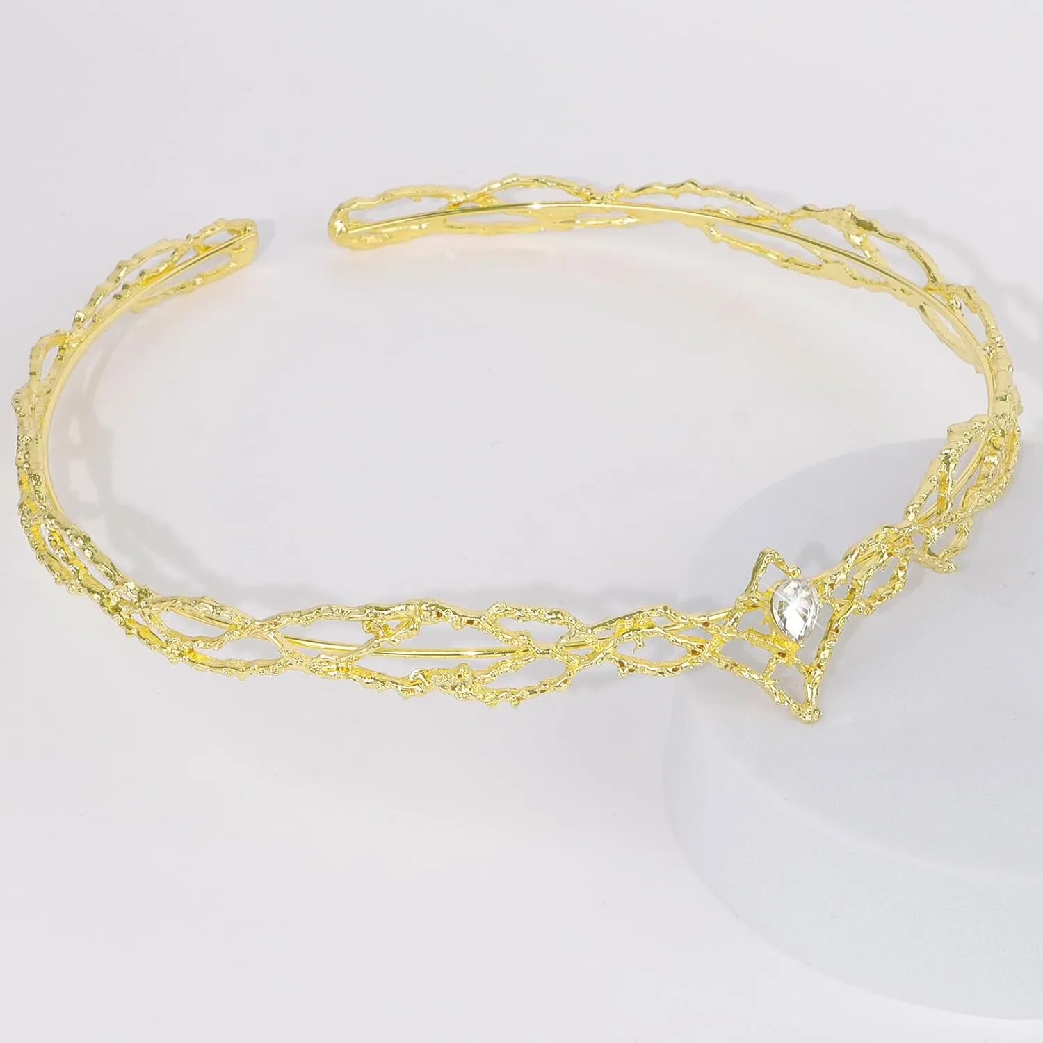 ANBALA Rhinestone Fairy Crown for Women Crystal Elf Crown Silver/Gold Circlet Costume Headwear for Men Renaissance Headpiece for Birthday Party Cosplay Halloween