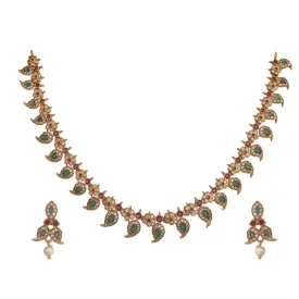 Antique Gold Plated Yutha Necklace Earring Set