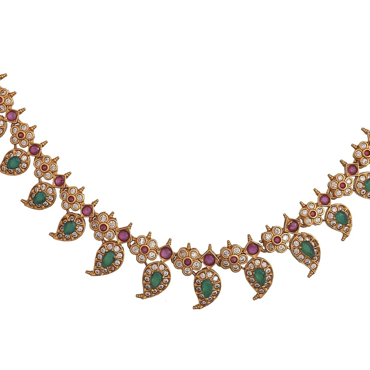 Antique Gold Plated Yutha Necklace Earring Set