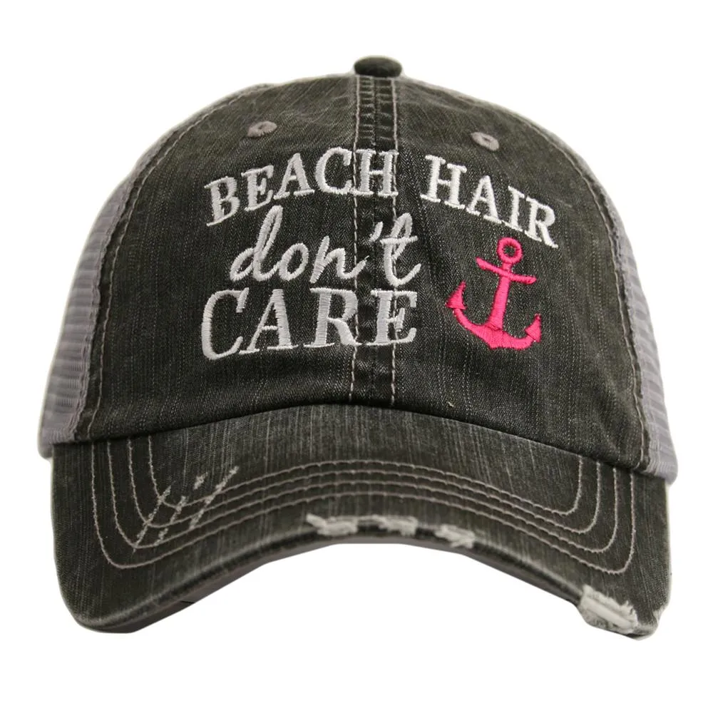 Beach hats and tanks Embroidered distressed trucker caps.