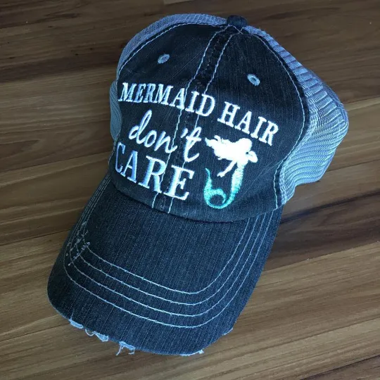 Beach hats and tanks Embroidered distressed trucker caps.