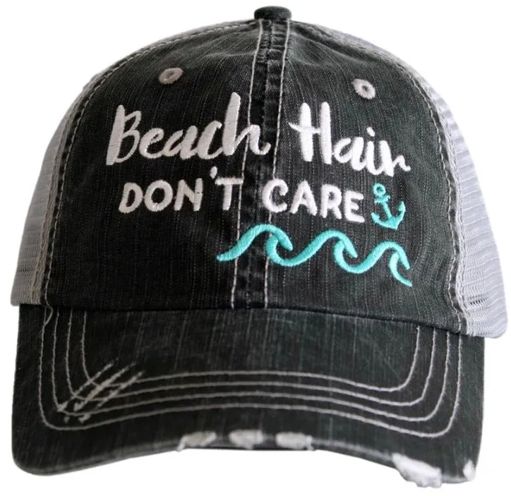 Beach hats and tanks Embroidered distressed trucker caps.