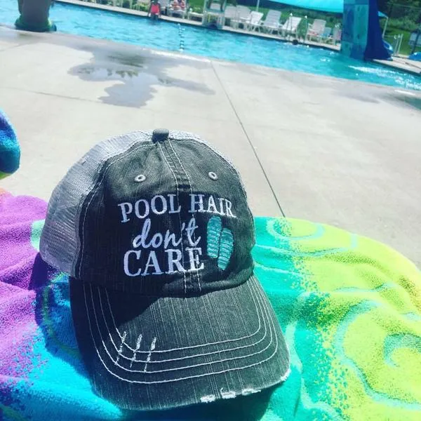 Beach hats and tanks Embroidered distressed trucker caps.