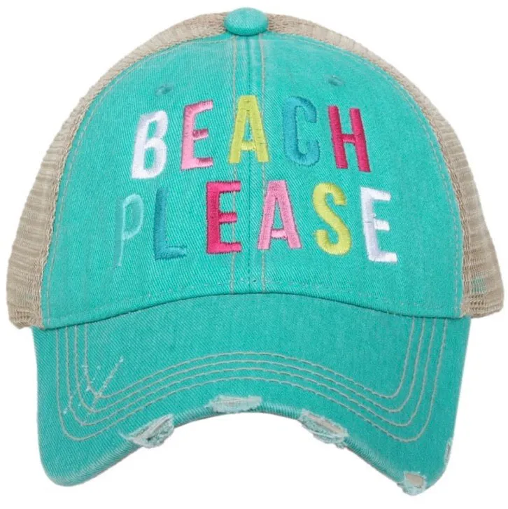Beach hats and tanks Embroidered distressed trucker caps.