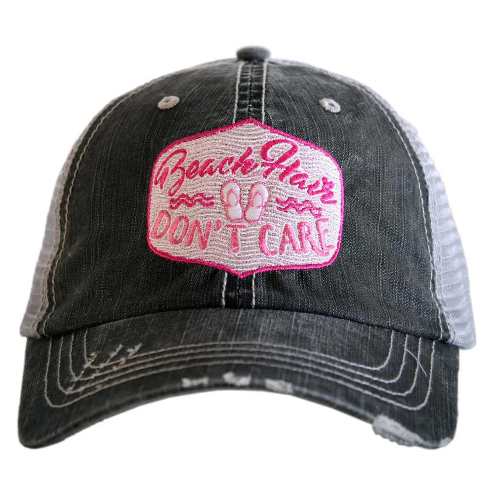 Beach hats and tanks Embroidered distressed trucker caps.