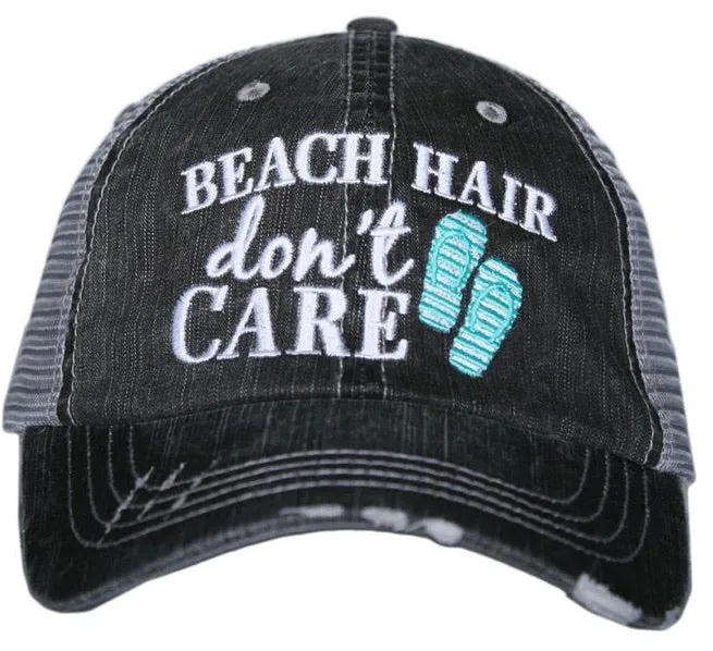 Beach hats and tanks Embroidered distressed trucker caps.