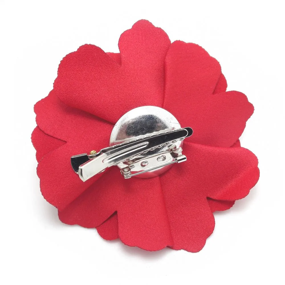 Camellias Flower Hair Clip and Brooch Pin (Red) (A74)