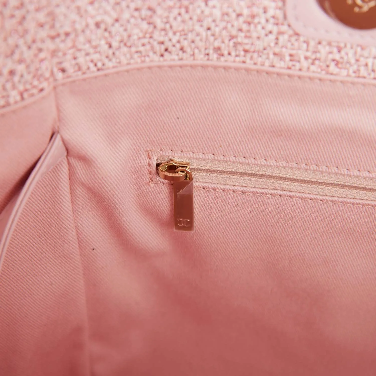 Chanel Large Deauville Shopping Bag Pink Lurex Gold Hardware