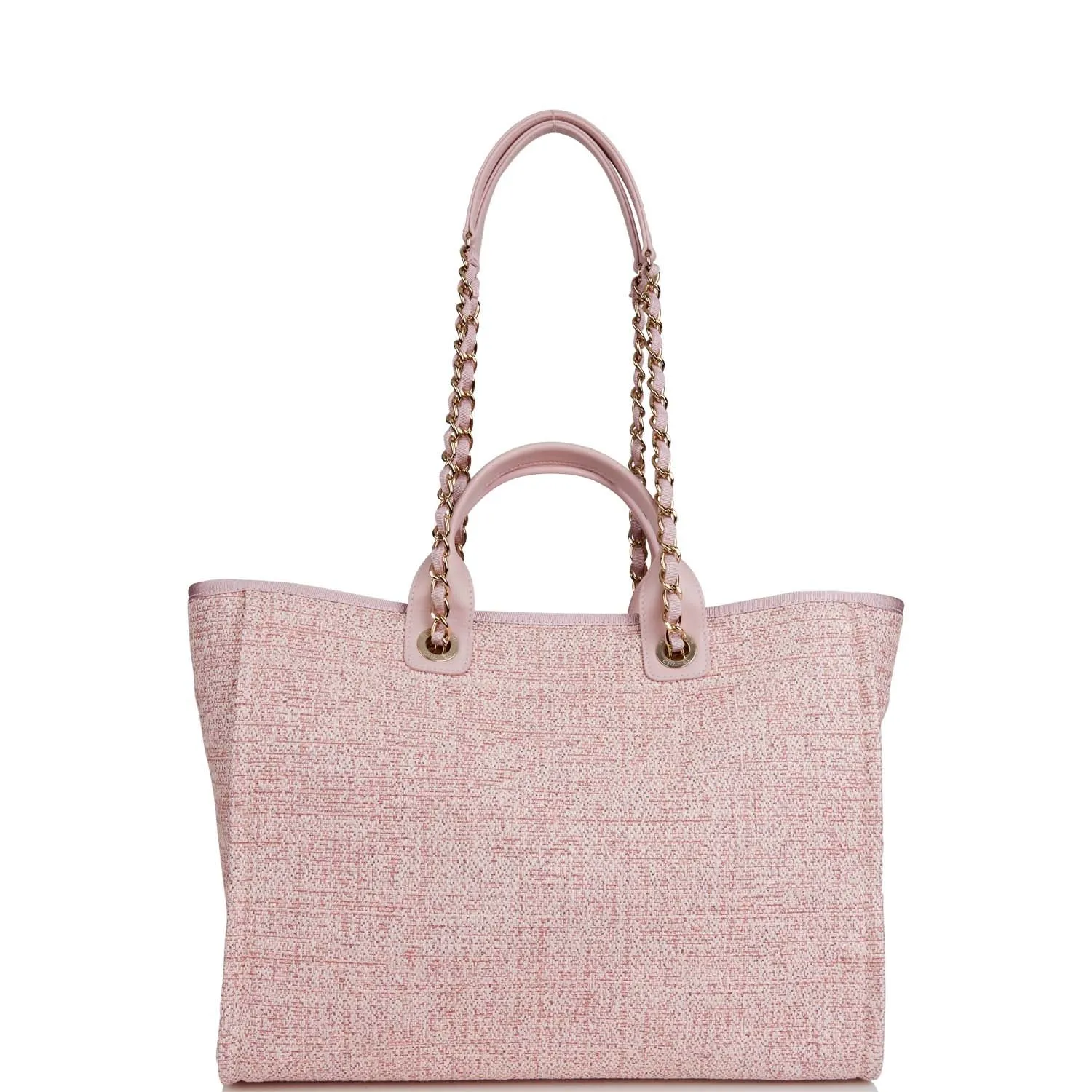 Chanel Large Deauville Shopping Bag Pink Lurex Gold Hardware
