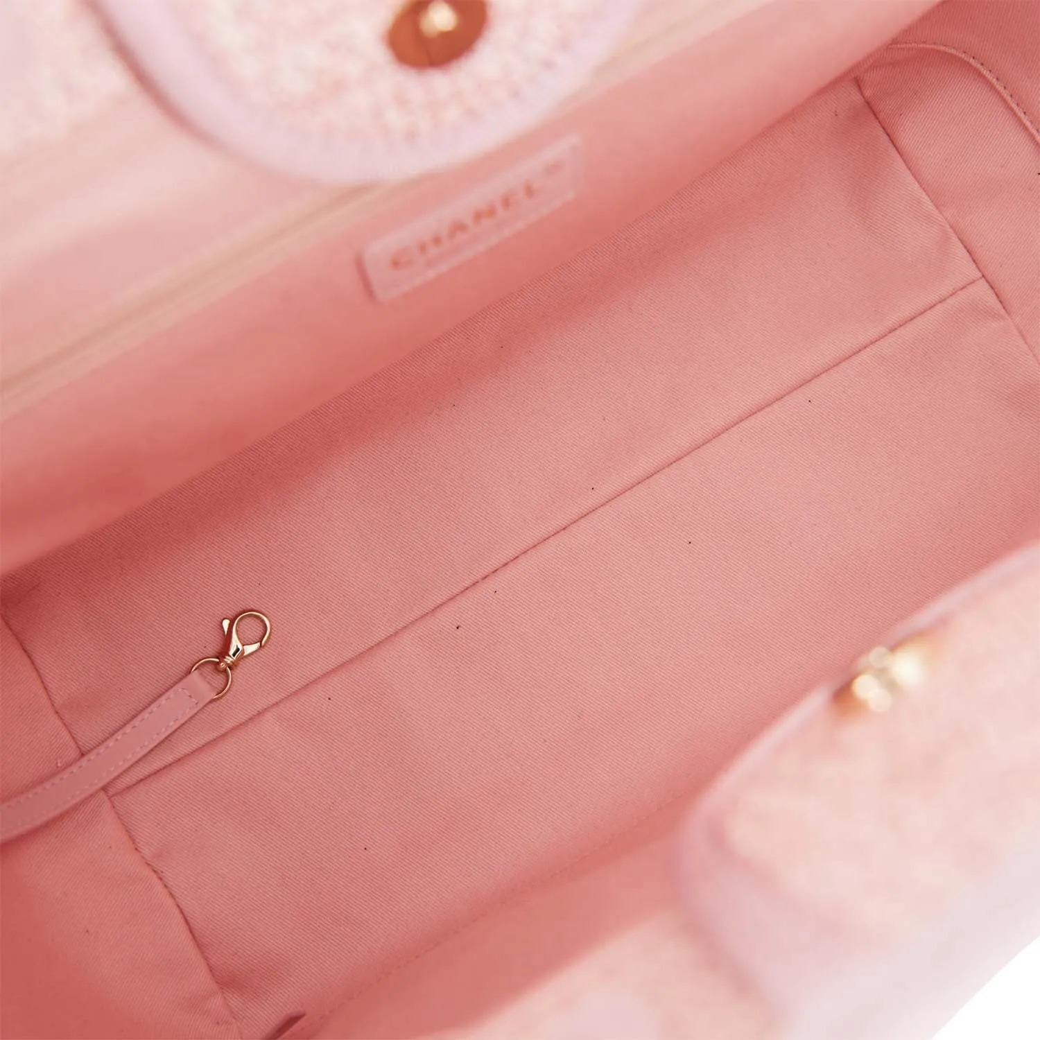 Chanel Large Deauville Shopping Bag Pink Lurex Gold Hardware