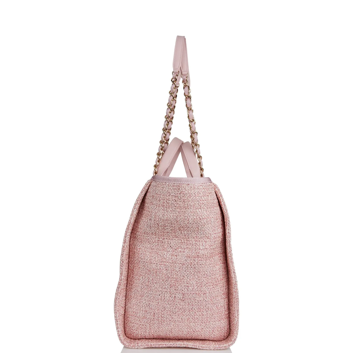 Chanel Large Deauville Shopping Bag Pink Lurex Gold Hardware