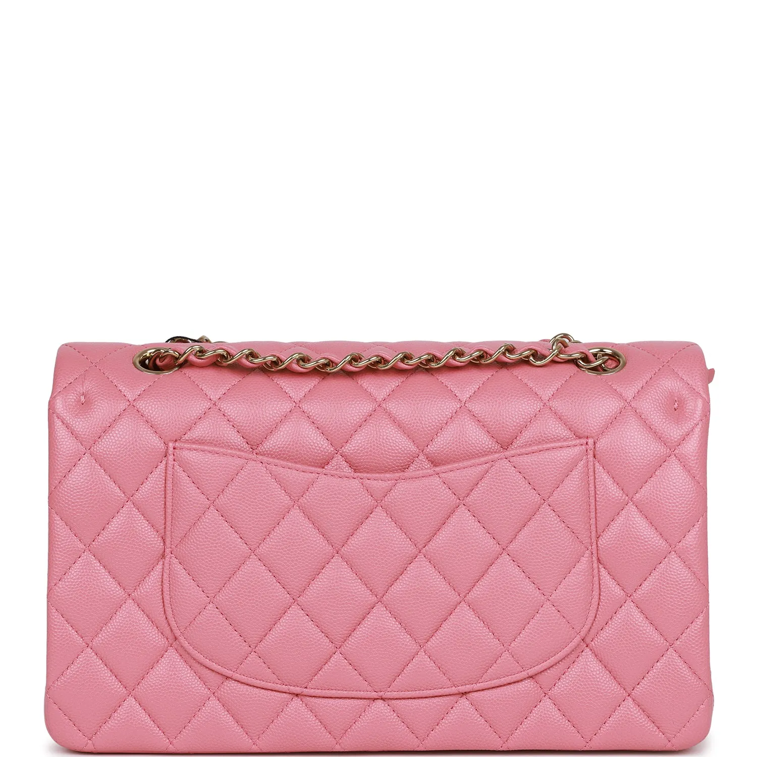 Chanel Medium Classic Double Flap Bag Dark Pink Caviar Light Gold Hardware
