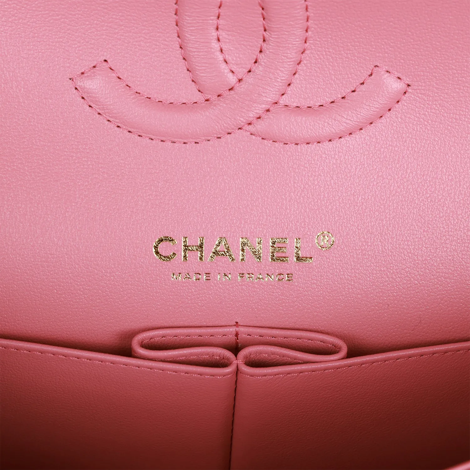 Chanel Medium Classic Double Flap Bag Dark Pink Caviar Light Gold Hardware