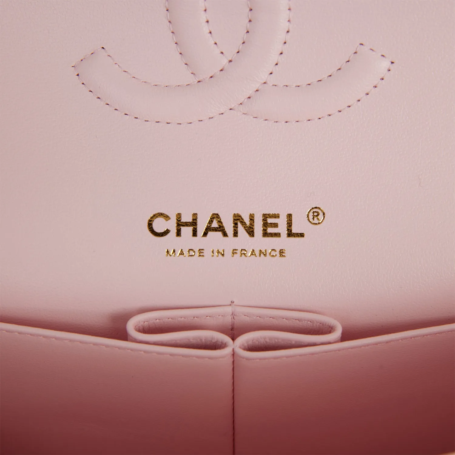 Chanel Medium Classic Double Flap Bag Light Pink Caviar Light Gold Hardware