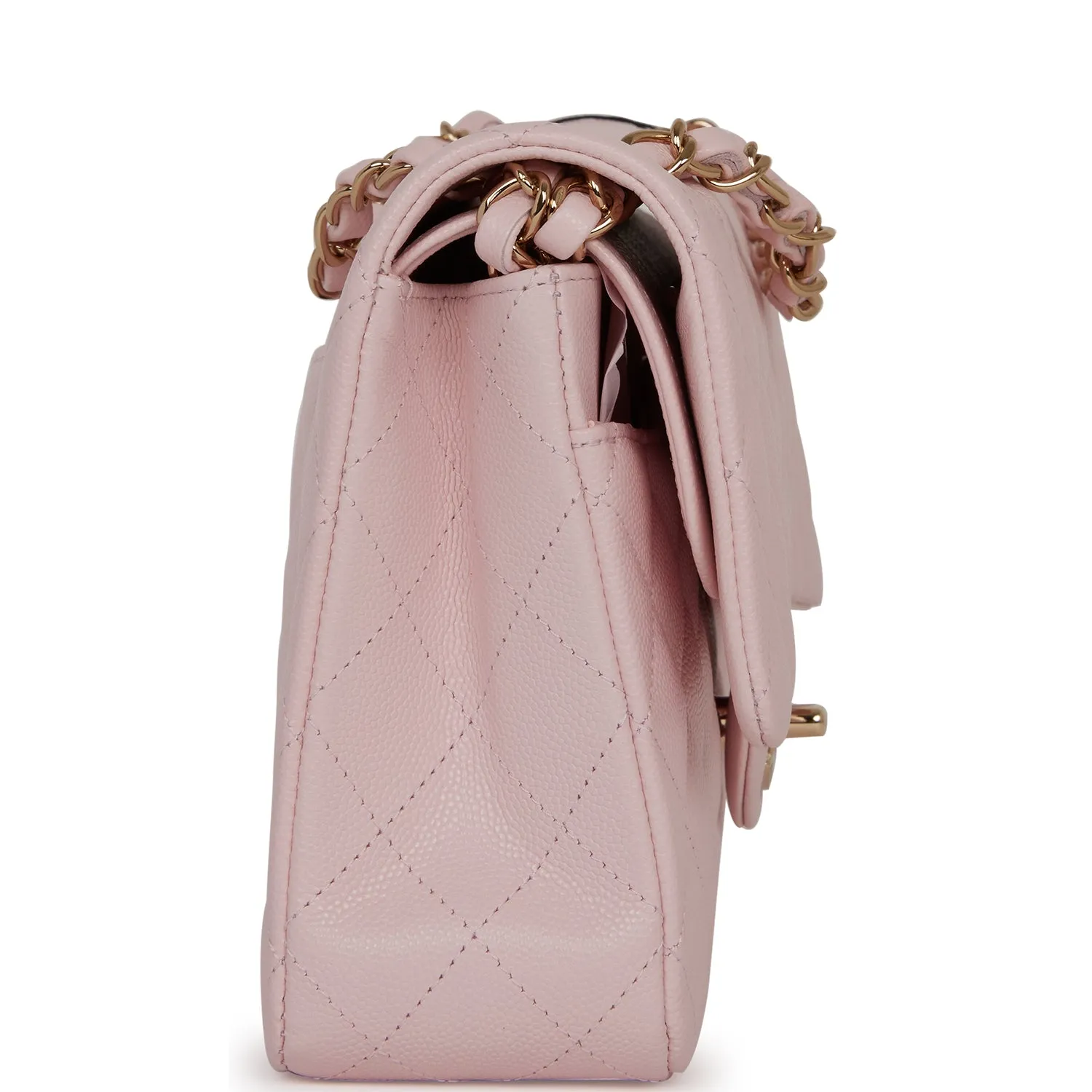 Chanel Medium Classic Double Flap Bag Light Pink Caviar Light Gold Hardware