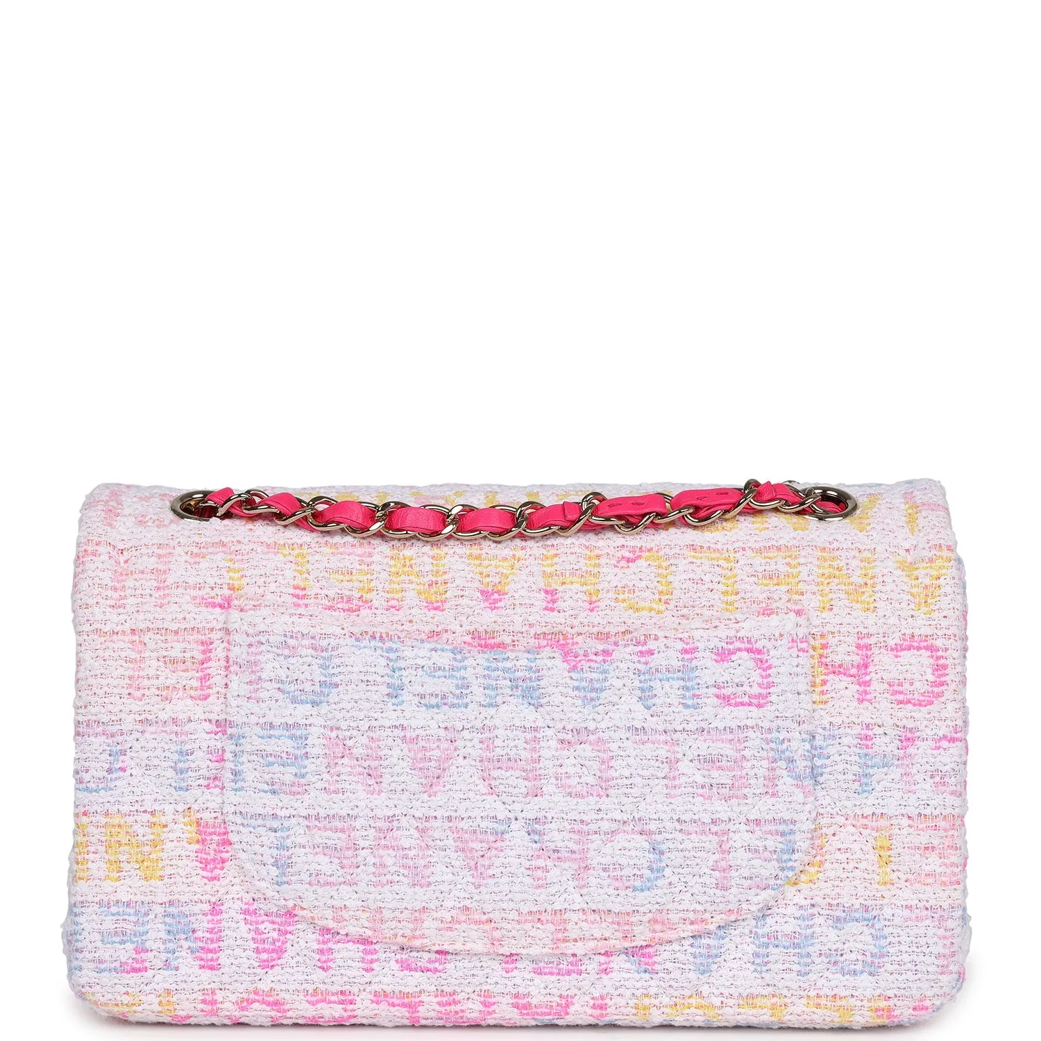 Chanel Medium Classic Double Flap Multicolor Tweed Light Gold Hardware