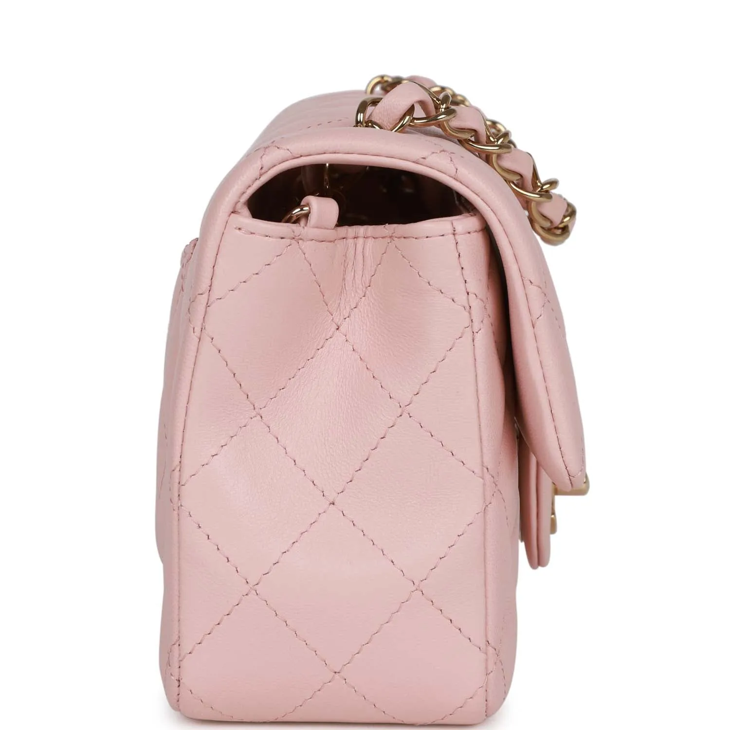 Chanel Mini Rectangular Flap Bag Pink Lambskin Light Gold Hardware