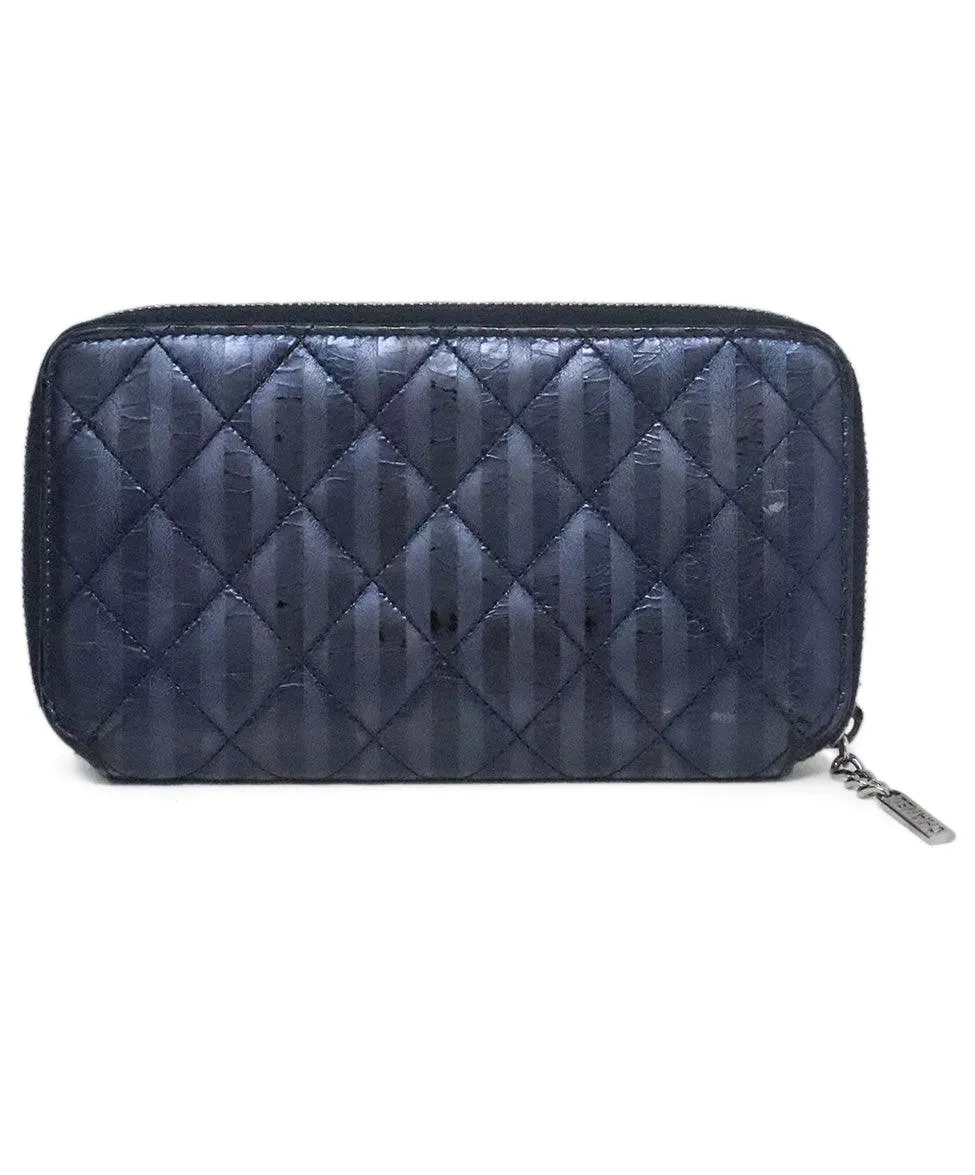 Chanel Navy Metallic Wallet