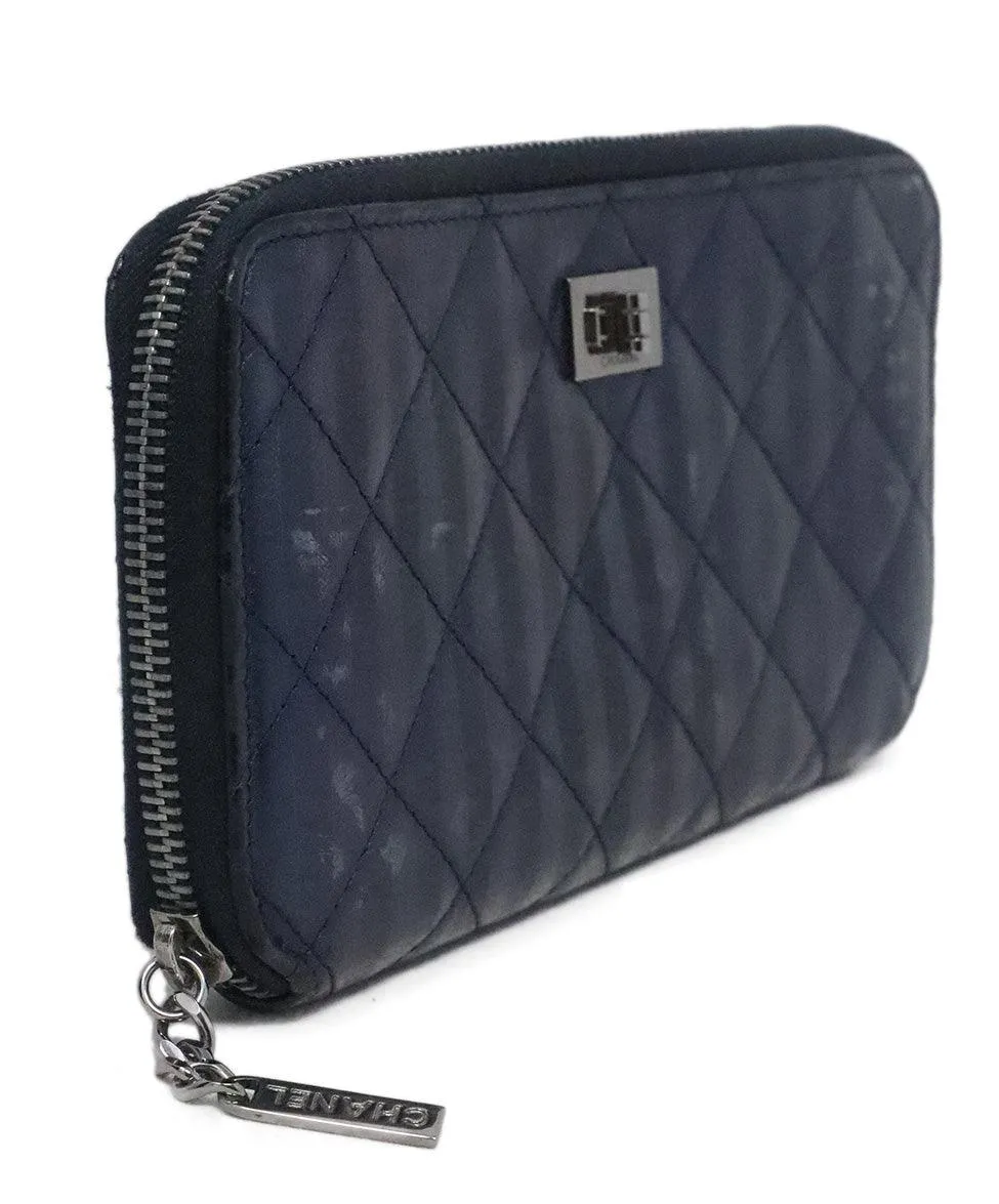 Chanel Navy Metallic Wallet