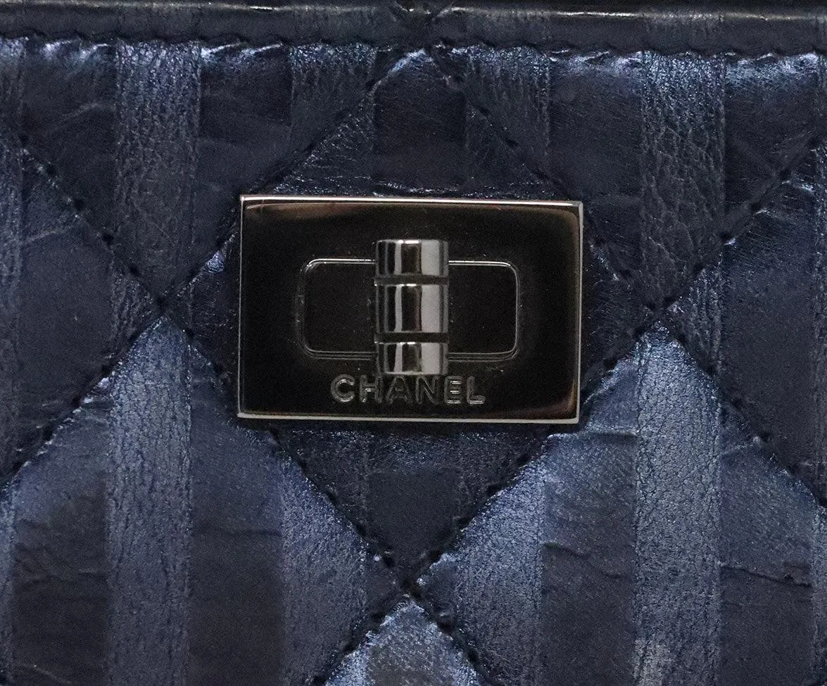 Chanel Navy Metallic Wallet