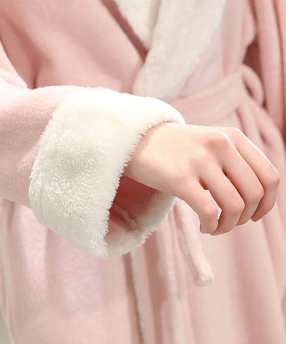 Classic Fluffy Dressing Gown Unisex Winter Bathrobe