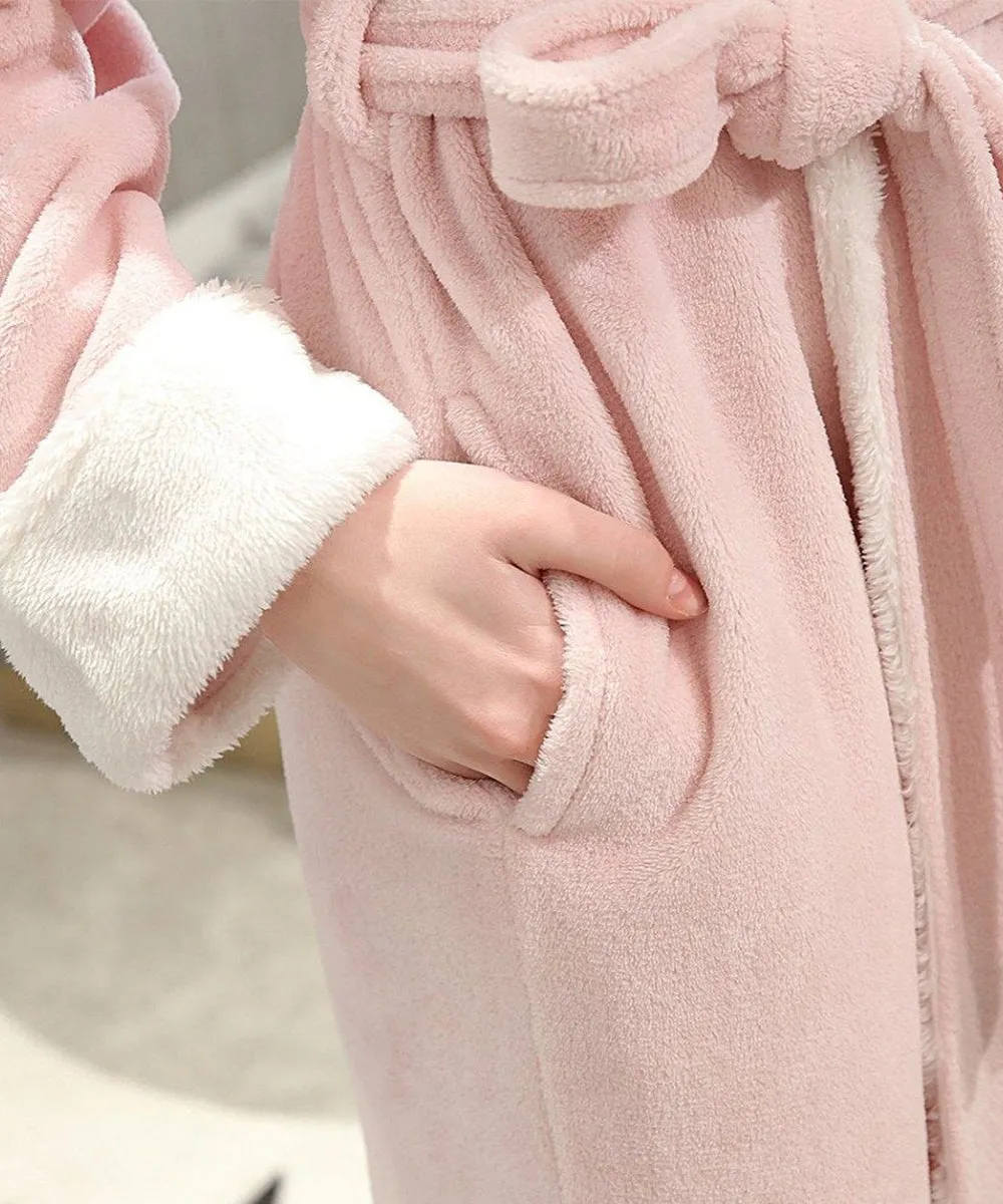 Classic Fluffy Dressing Gown Unisex Winter Bathrobe